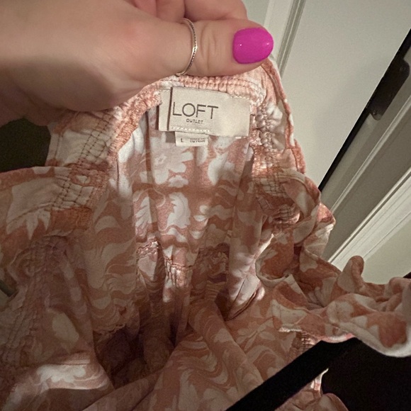 Loft Floral Peach Jumpsuit. Size Large - Picture 3 of 4